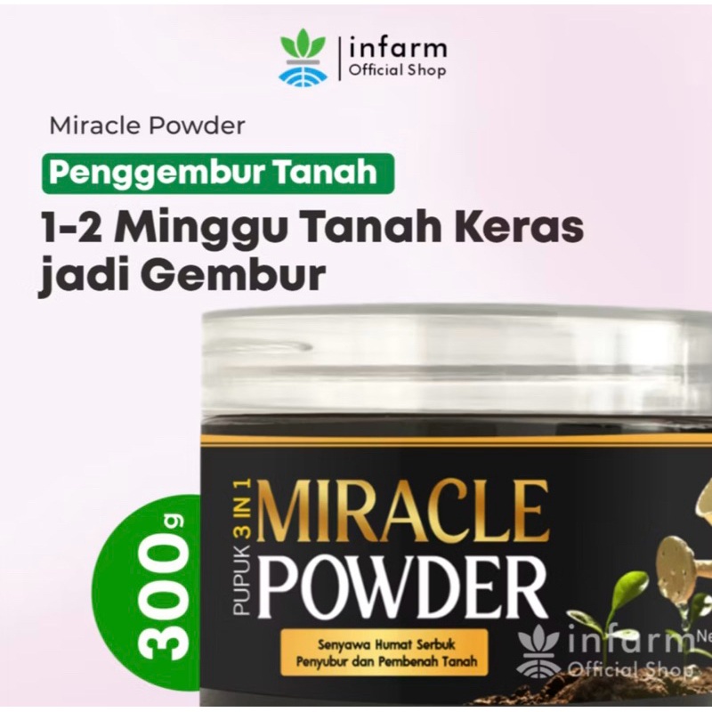 Infarm _ Miracle Powder Asam Humat Pupuk Pembenahan Media Tanam 300 Gram