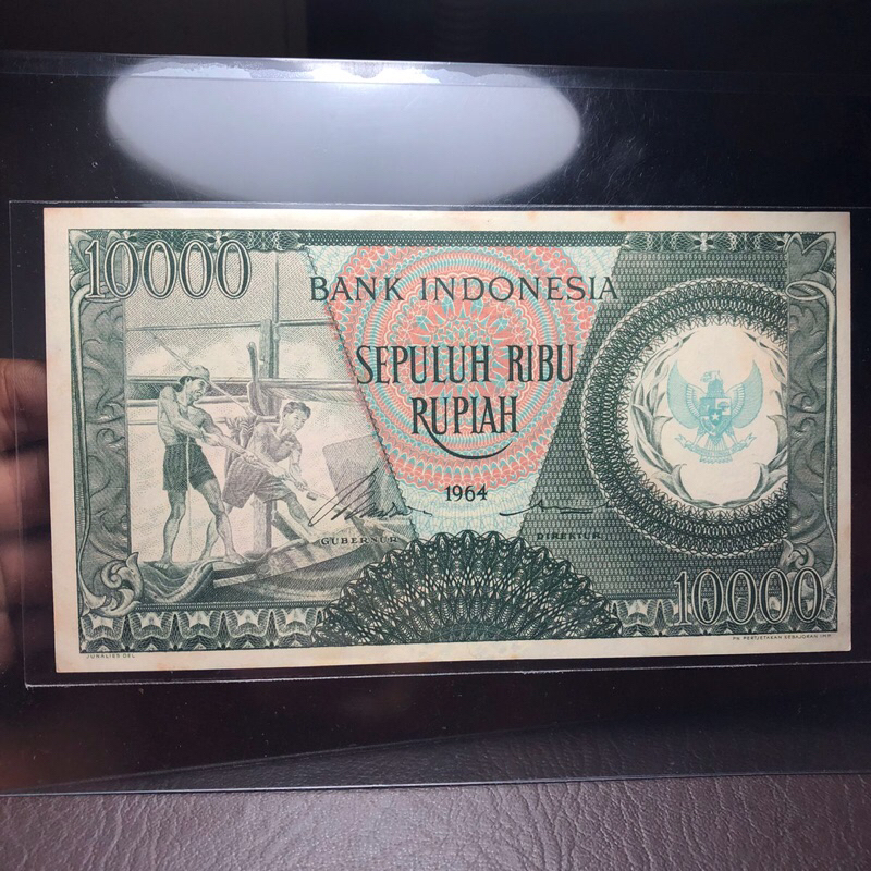 Uang Kuno 10000 Seri Pekerja Hijau 1964 Garuda