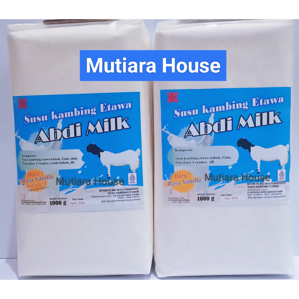 

Susu Kambing Etawa Rasa Vanilla Grade 1 & Grade 2 Isi 1kg