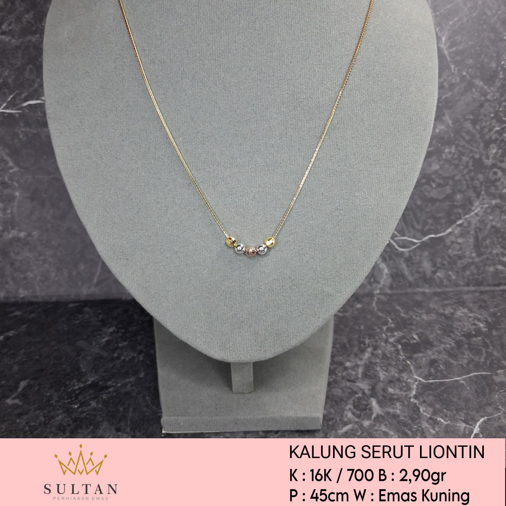 Kalung Wanita Serut Liontin Emas 16K - Elegan & Simple Look