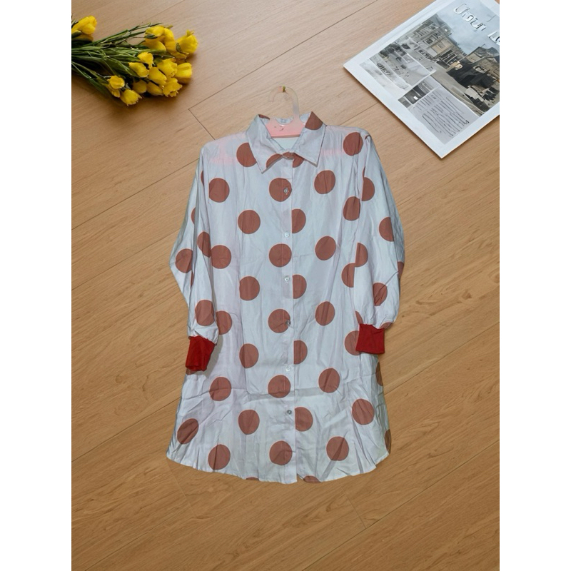 NEW Kemeja BKK wanita premium polkadot | kemeja blouse tunik wanita motif polkadot