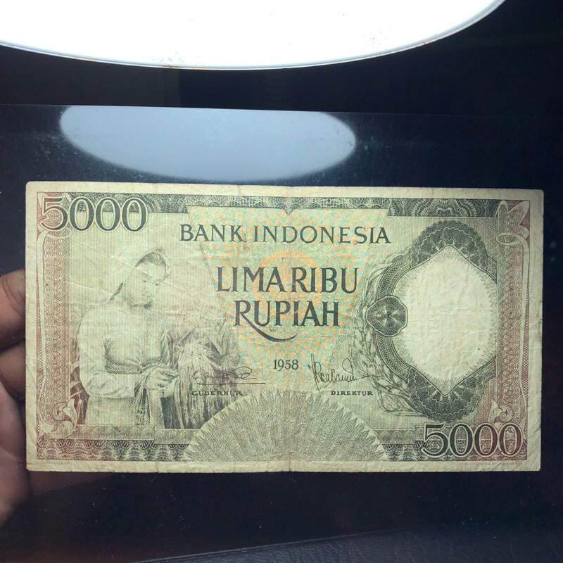 Uang Kuno Pekerja 5000 Hijau Asli 1958