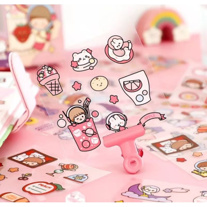 

Mainan stiker mainan sticker 1 Lembar Stiker 2d cocok untuk DIY kartun motif Korea/Sanrio/capybara/labubu dll lucu imut cantik anti air