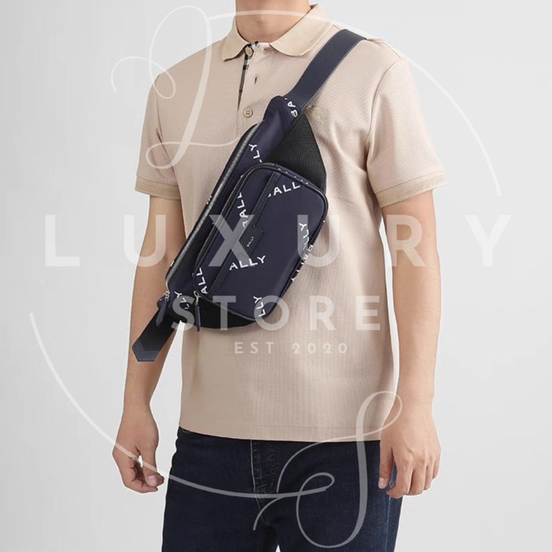 LUXURY STORE Waistbag Bally Logo Print Nylon Belt Bag Original Authentic