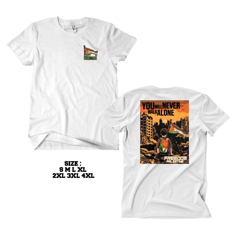 KAOS LOGO PALESTINE YNWA / BAJU FREEDOM PALESTINA YOU WILL NEVER WALK ALONE