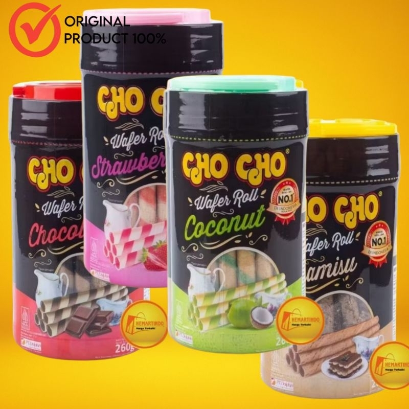

Cho Cho Wafer Stick - Roll - Chocolate - Tiramisu - Strawberry - Coconut 260 gram