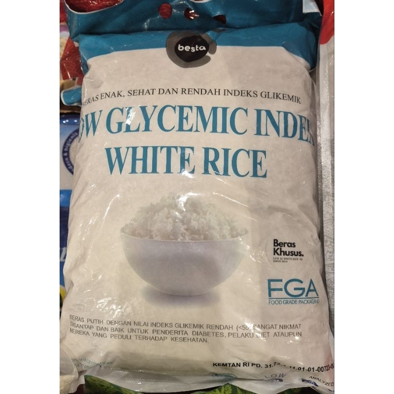 

Beras Premium Indek Glikemix Rendah BESTA LOW GLYCEMIX INDEX WHITE RICE Premium Rice 5kg - RM (Can Use Diabet, Diet / Dapat Untuk Diabetis, Diet).Size : 5 kg / bungkus.
