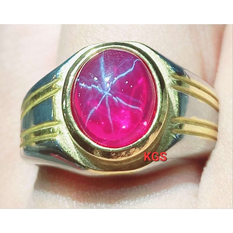 Cincin Batu Red Star U.S StarRuby Catam Kualitas Super Klep Bintang siap pakai