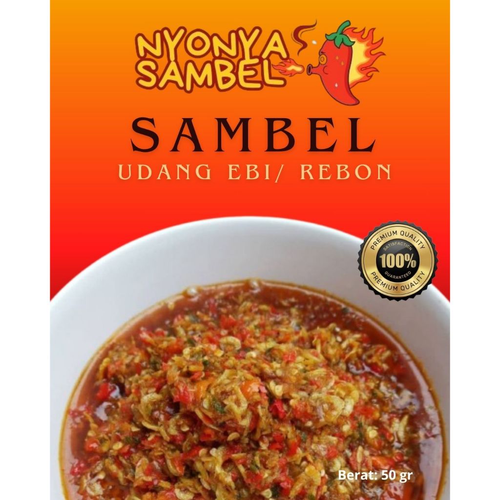 

SAMBEL UDANG EBI REBON NYONYA SAMBEL UKURAN 50gr, 150gr, dan 250gr