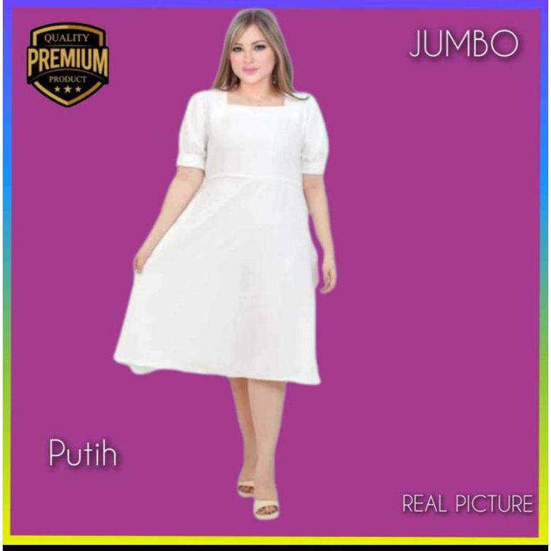 Dress Wanita Jumbo LD 120 Rianti Kekinian Putih