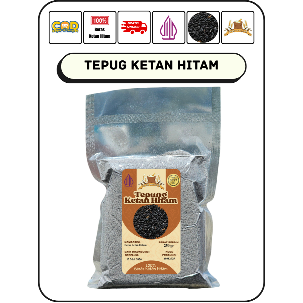

Tepung ketan hitam 100% beras ketan hitam murni 250gr vacuum