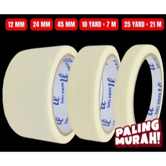21 YARD - Masking Tape 45MM 24MM 12MM Lakban Isolasi Kertas 1/2" 1" 2" Bukan Nachi 21M 21 Meter
