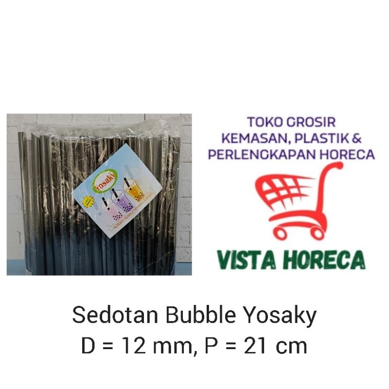 Sedotan Steril Plastik Bubble Yosaky Lubang besar Diameter 12 mm atau 1,2 cm, Panjang 20 cm isi 100 