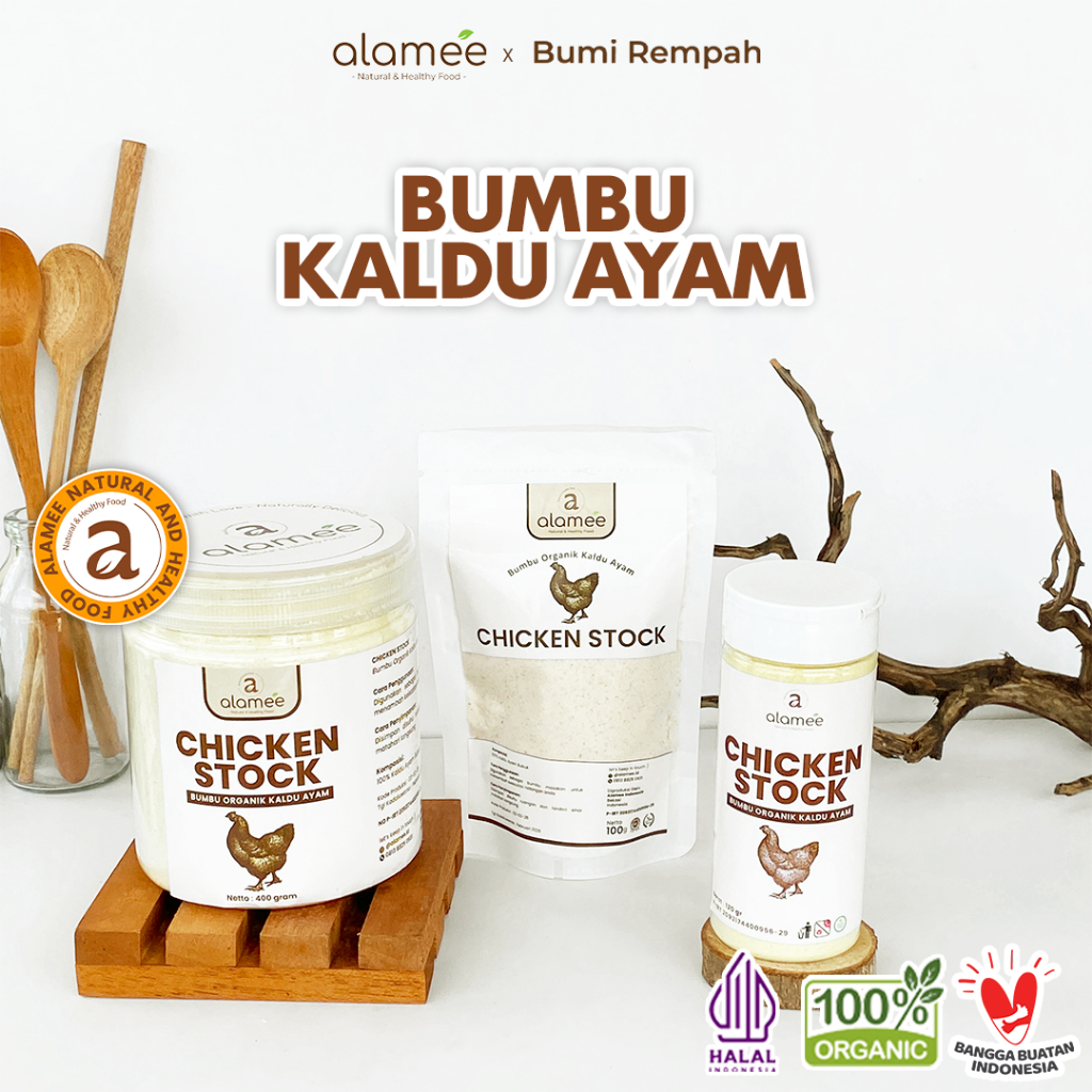 

ALAMEE Kaldu Ayam Bubuk Chicken Stock Powder Extract Seasoning Non MSG Murni Bumbu Organik Seasoning