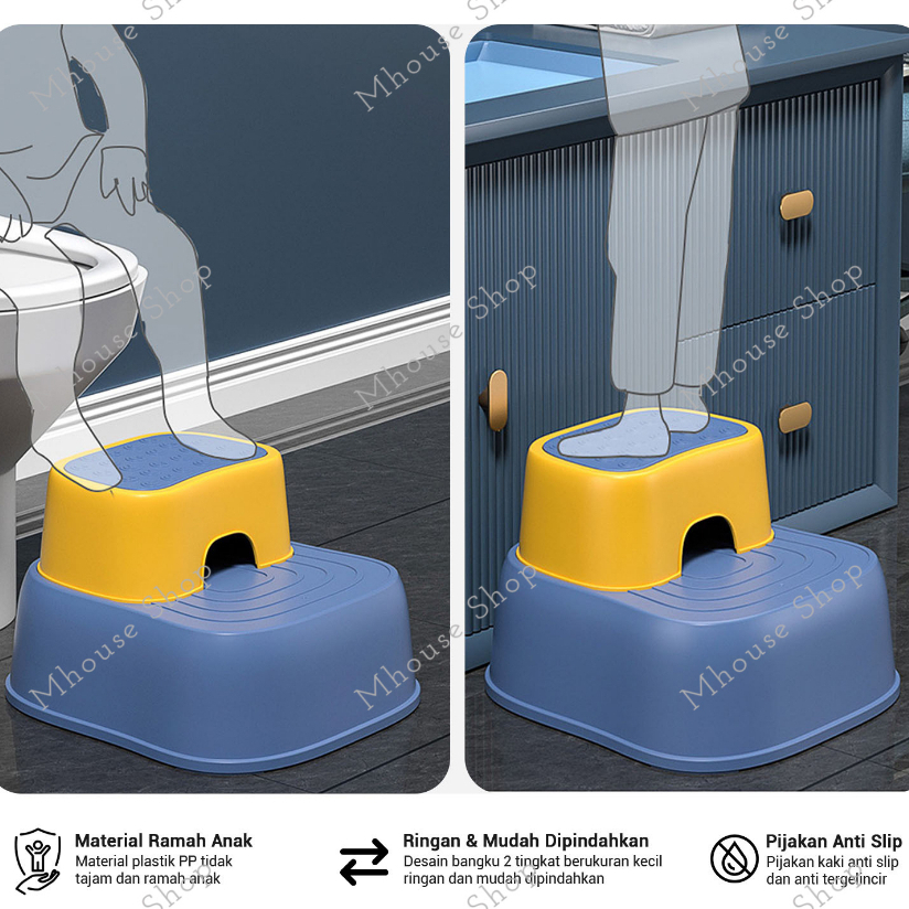 STEPTOOL ANAK UNTUK SIKAT GIGI KURSI TANGGA MINI 2 TINGKAT PIJAKAN KAMAR MANDI WASTAFEL FOOTREST FOO