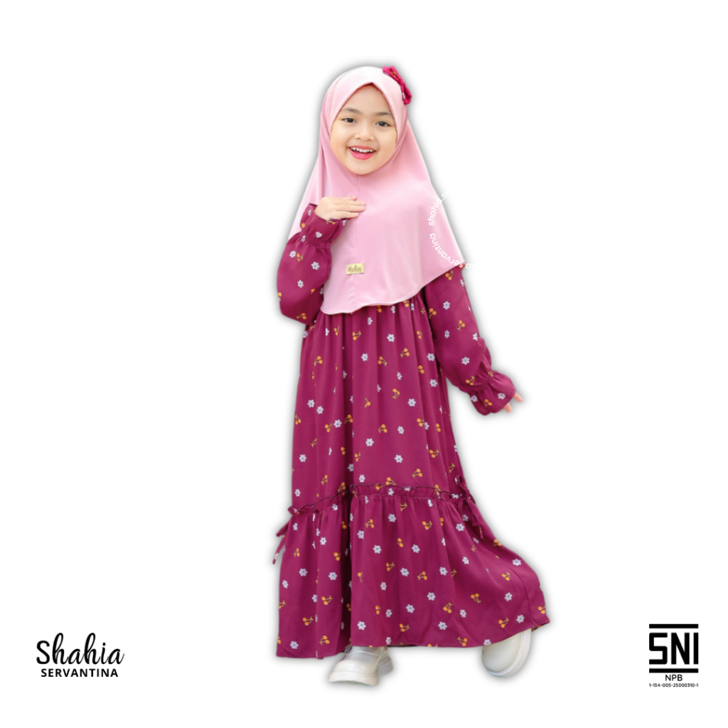 Shahia Servantina - (Satu Set Hijab) Imelda Set Dress Gamis Rayon Anak Perempuan