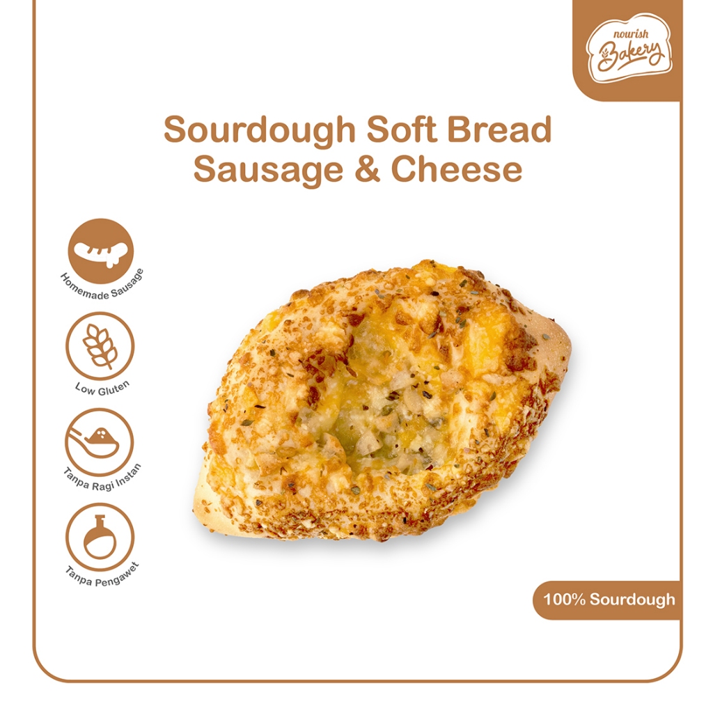 

Homemade Chicken Sausage & Triple Cheese - 100% Sourdough Soft Bread Sosis Ayam Homemade dan Keju