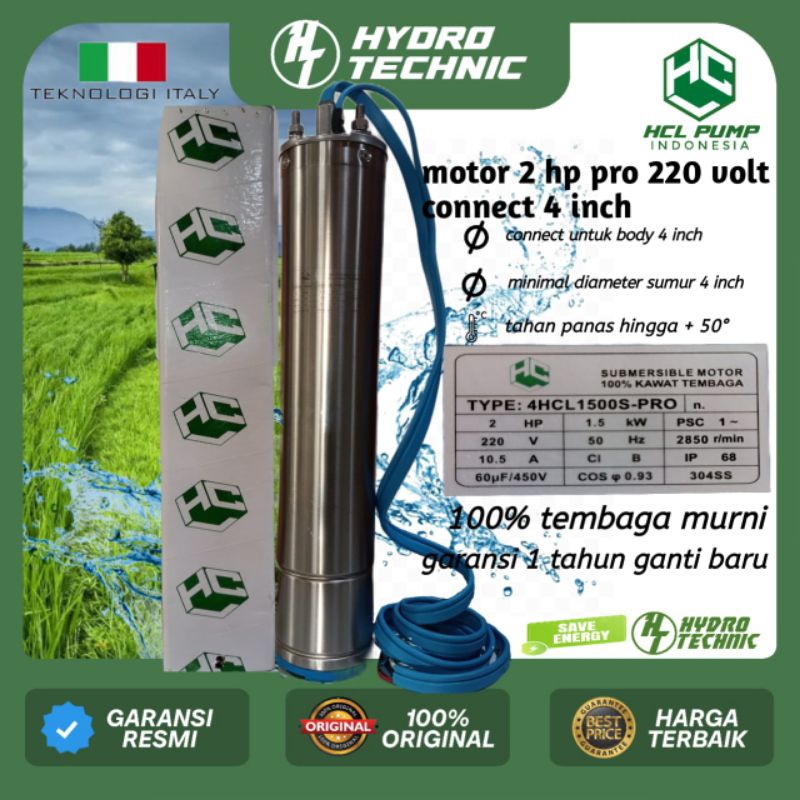 motor/mesin submersible hcl pump pro 2 hp 220 v