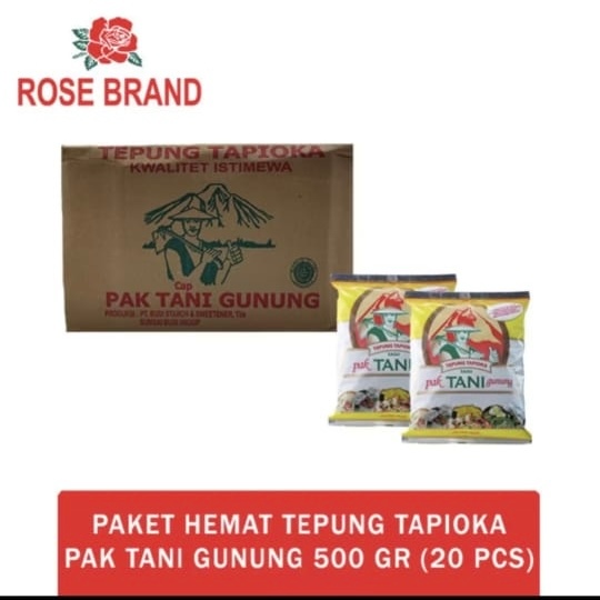 

Tepung Tapioka Cap Pak Tani Gunung 500 gram 1 Dus Karton 20 pcs x 500g / Tpung Sagu Tapioka Petani Kuning 10kg 10 kg perdus/ tani kuning dus karton