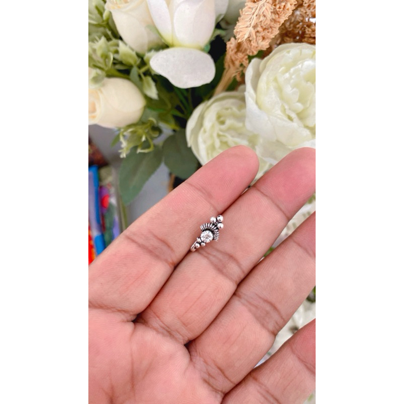 Pun hidung jepit warna silver (11) anting hidung tanpa tindik warna perak pin hidung India