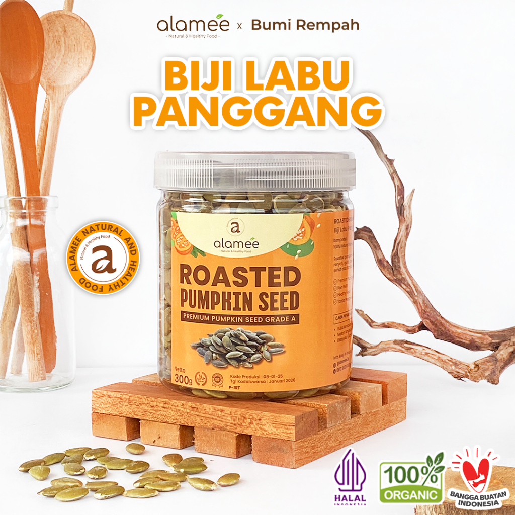 

ALAMEE Roasted Pumpkin Seed Biji Labu Pepita Kupas Panggang Matang Siap Makan Natural 300gr