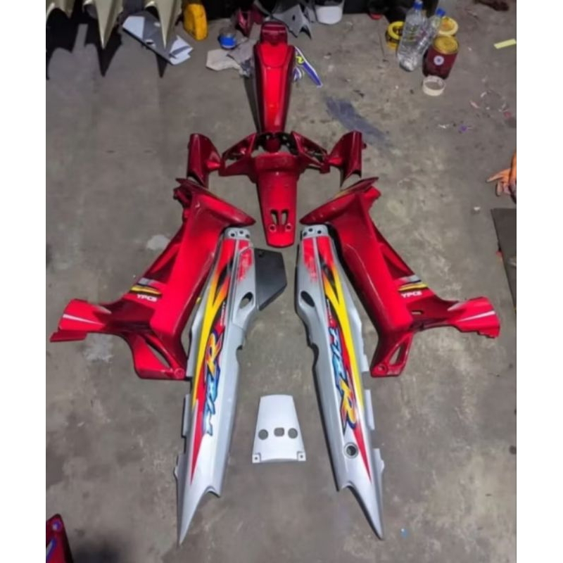 Cover Body Bodi Halus Full Set Yamaha FIZ R F1Z R Sporty Merah Maroon Silver LE