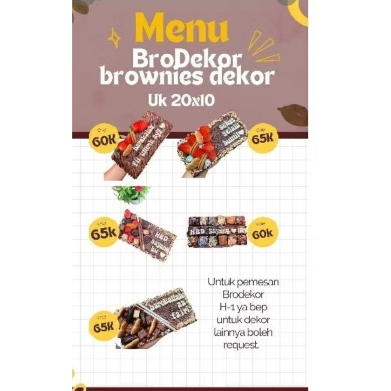 

brownies dekor ukuran 20x10