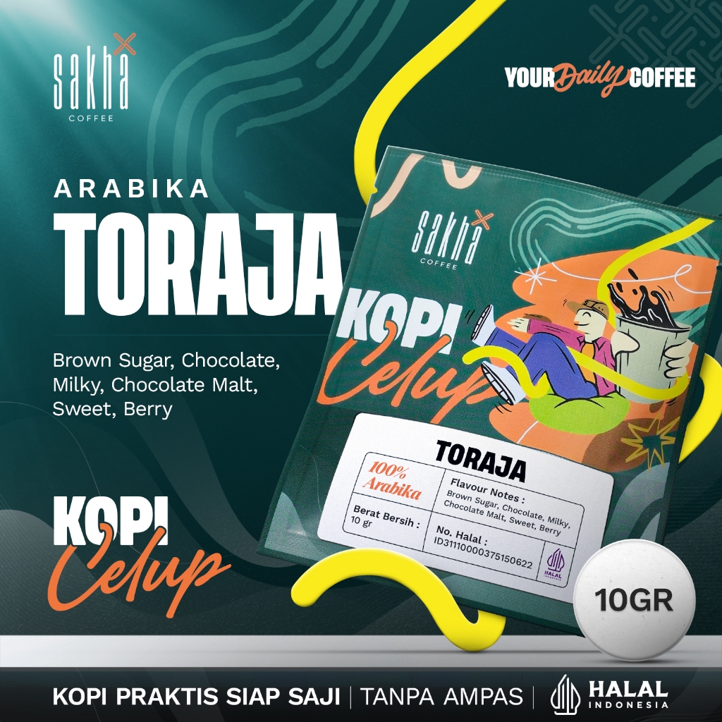 

Kopi Celup Arabika Toraja Asli Murni Tanpa Ampas Tanpa Gula Coffee Instan