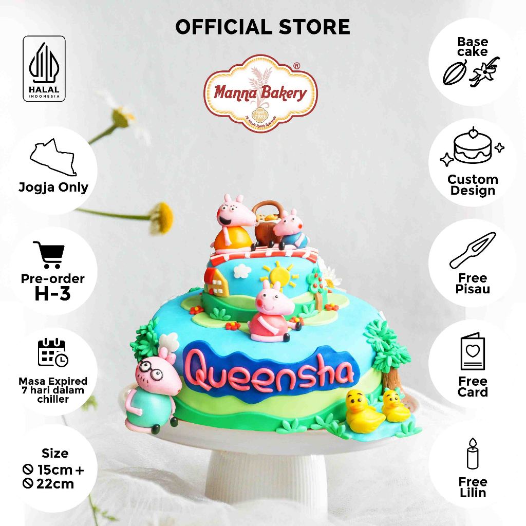 

Fondant peppa pig/ custom cake/ Blackforest Fondant/ Tarr Fondant/ Kue ulang Tahun