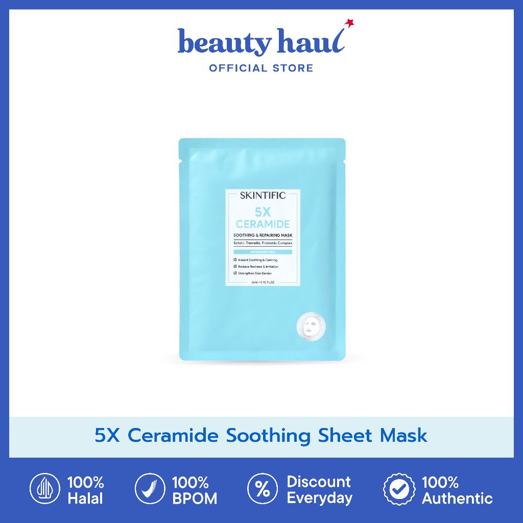 SKINTIFIC 5X Ceramide Soothing Sheet Mask - Sheet Mask Skintific dengan Ceramide, Masker Wajah Sooth
