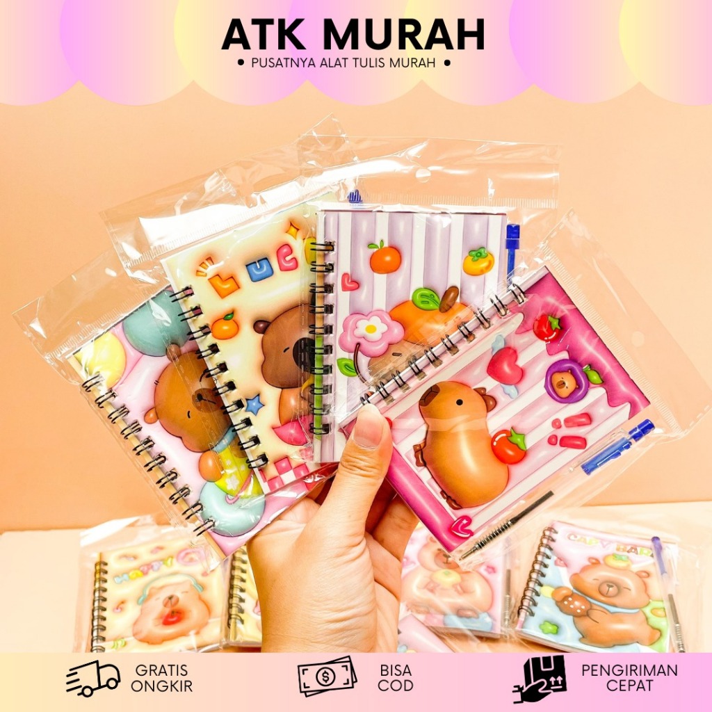 

BUKU SPIRAL A7 CAPYBARA DAPAT 1 PULPEN BK-1878 BUKU NOTEBOOK LUCU IMUT DALAM ADA GAMBAR COD