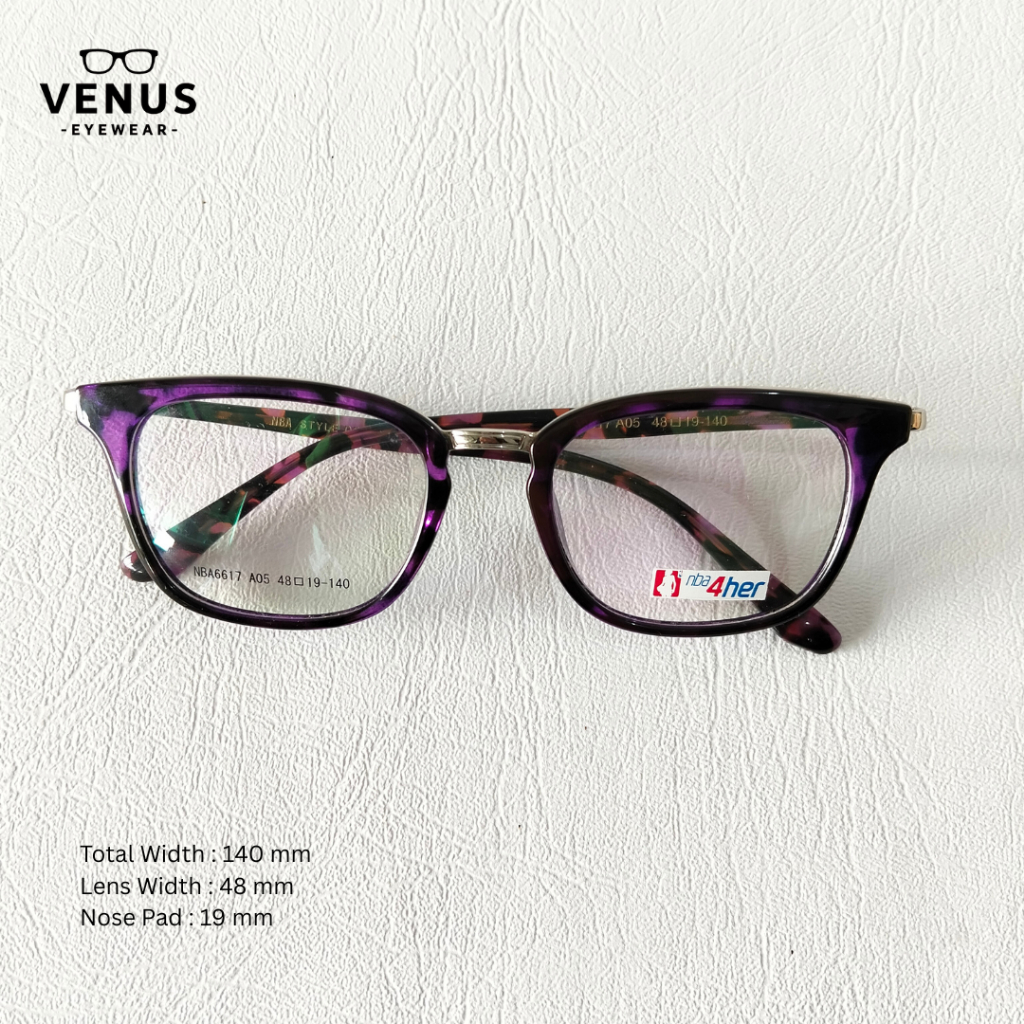 Venus Eyewear - Kacamata Leopard Ungu Kotak Acetate Lensa Minus Plus Bluecromic Photocromic Blueray