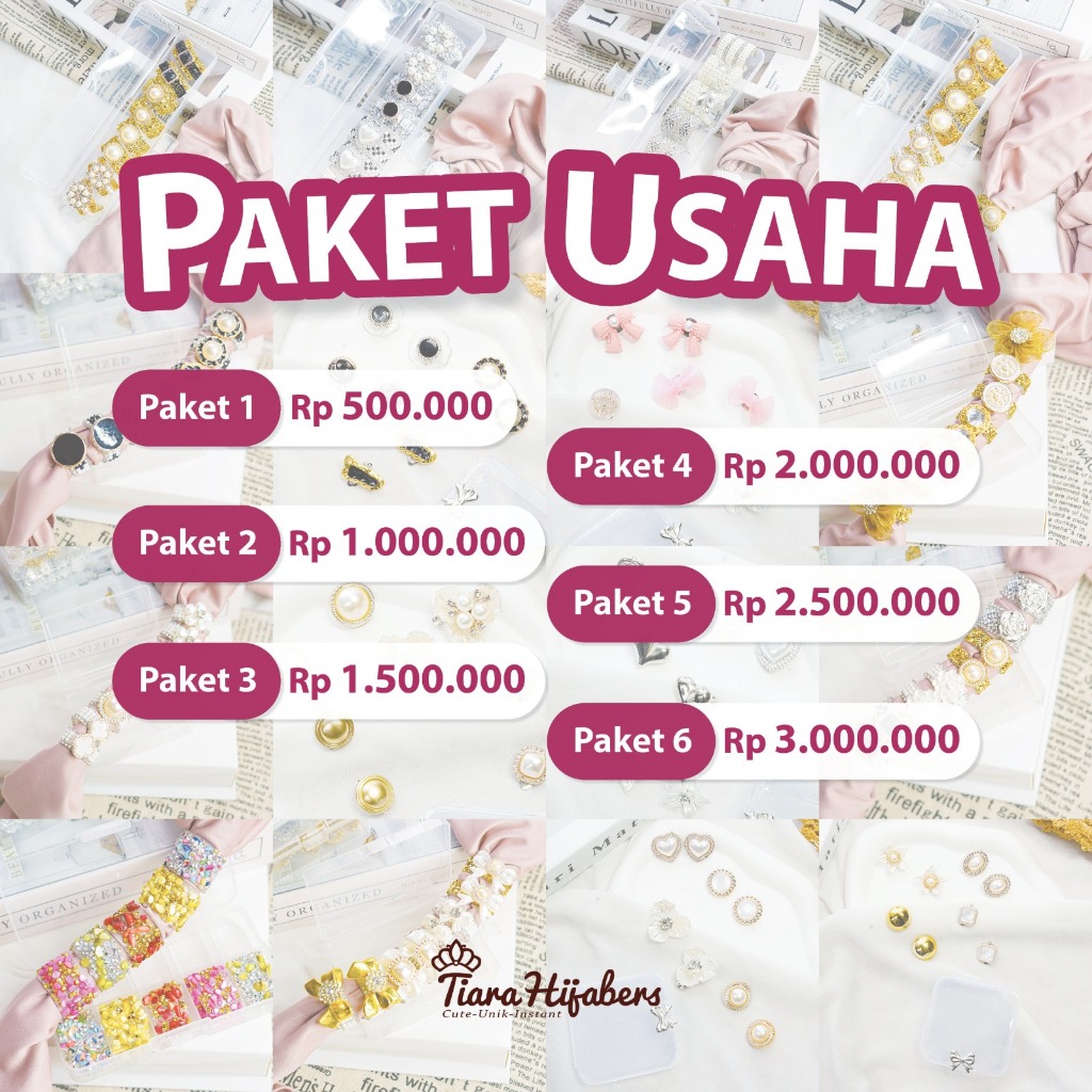 Tiara Hijabers-Paket Usaha Murah Aksesoris-Perhiasan-Emas-Anting-Lilit-Anting Klip-Bross-Pin Bross-B