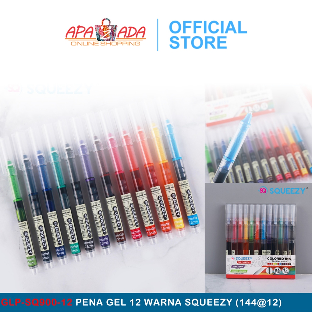 

Ay00! Gel Pen / Pulpen Gel 0.5mm [1 Pack - 12 Pcs Pulpen] / Pena Warna Squeezy GLP-SQ900-12