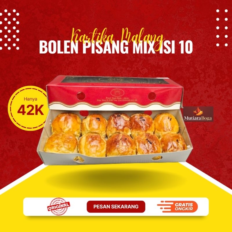 

Bolen Pisang Kartika Khas Malang Mix cokelat keju isi 10
