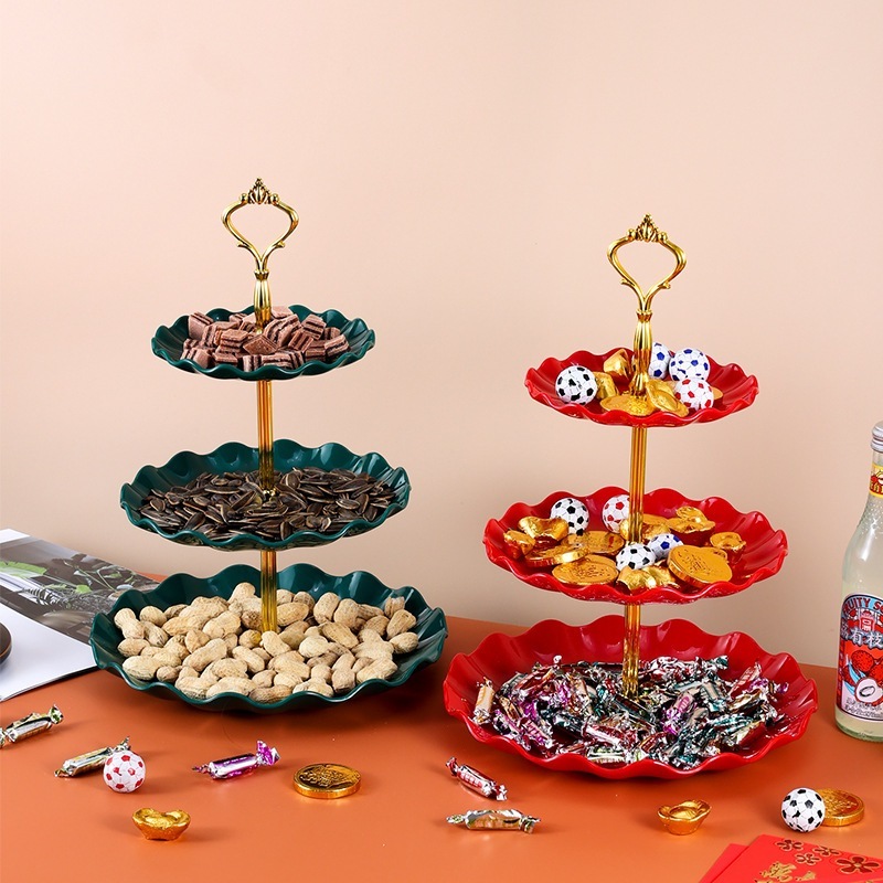 Unik Piring Buah 3 Lapis Untuk Ruang Tamu Tempat Kue Tiga Tingkat Baki Penyegar Pernikahan Hidangan