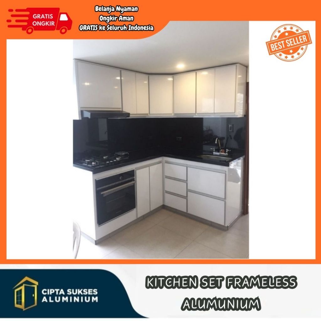 KITCHEN SET FRAMELESS alumunium kitchen set aluminium dapur minimalis aluminium kaca csa bergaransi 