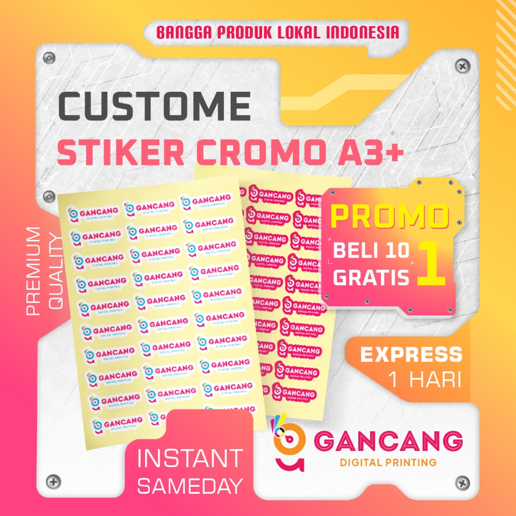 

Cetak Stiker Label makanan & Minuman Stiker Chromo A3+ 32.5 x 48.5 Cm | SEHARI JADI / SAMEDAY