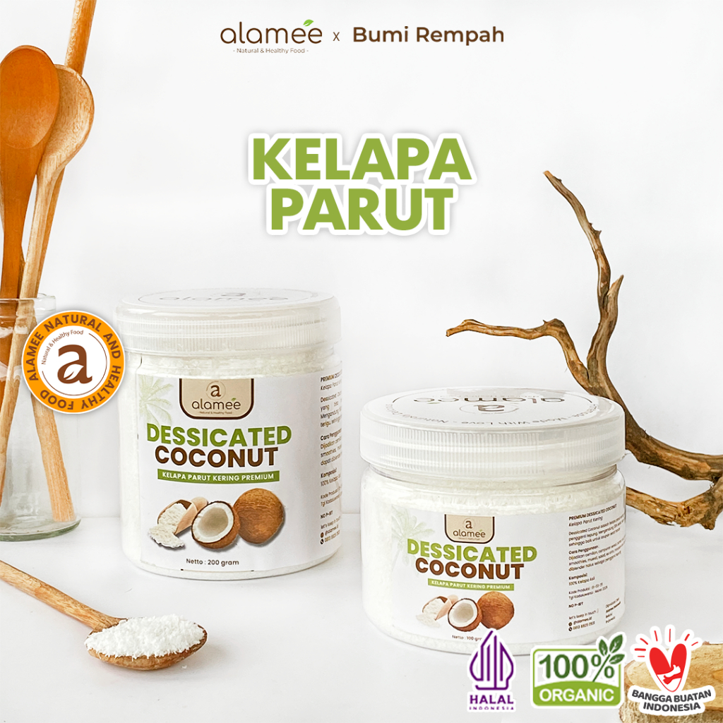 

ALAMEE Dessicate Coconut Kelapa Parut Kering Coconut Flakes Topping Kue Kelapa Kering 200gr