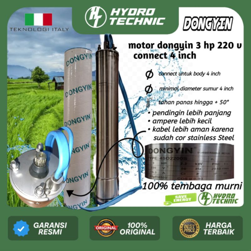 mesin/motor submersible dongyin pump 3 hp 1 phase body 4 inch