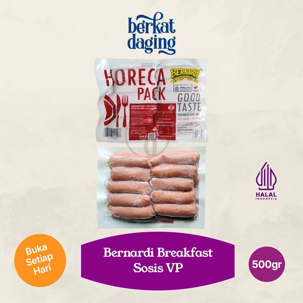 

Bernardi Sosis Sapi VP Horeka Pack / Horeca Halal - 500gr -Berkat Daging