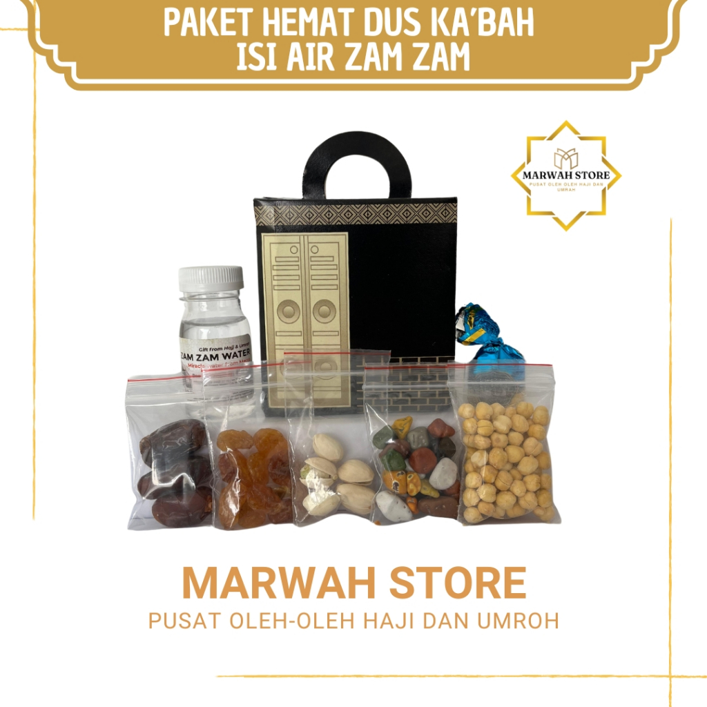 

Oleh-oleh Haji dan Umroh Paket Hemat Dus Ka'bah Lengkap Air Zamzam
