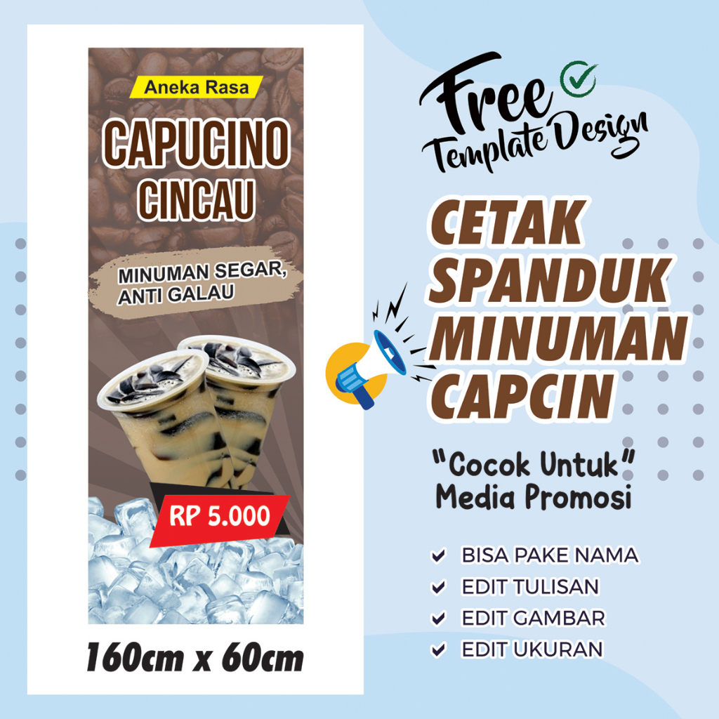 Banner Spanduk - Capcin / Capucino Cincau - Custom Bisa Di Edit