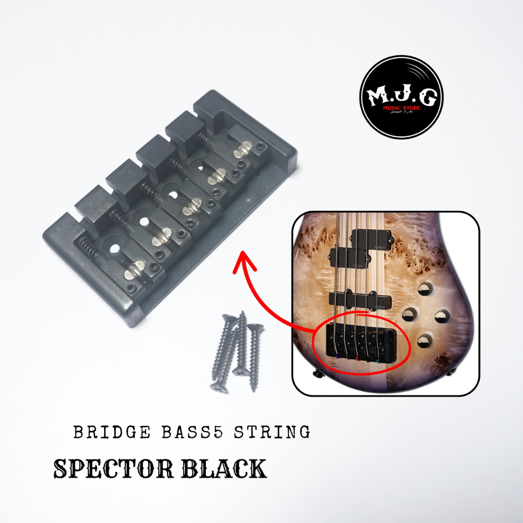 bridge bass elektrik spector hitam 5 string high quality material and sustain