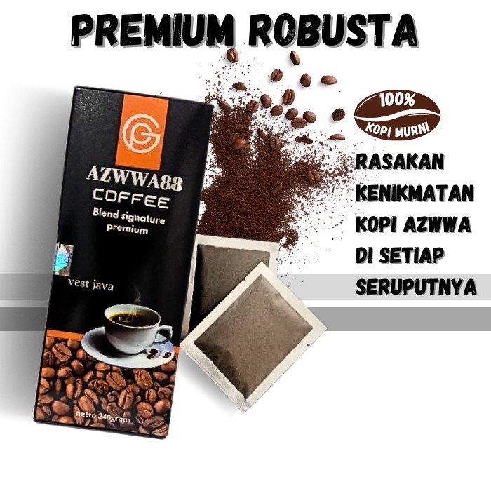 

KOPI AZWWA88 100% Kopi Robusta Arabica Alami 1 Box 40 Sachet