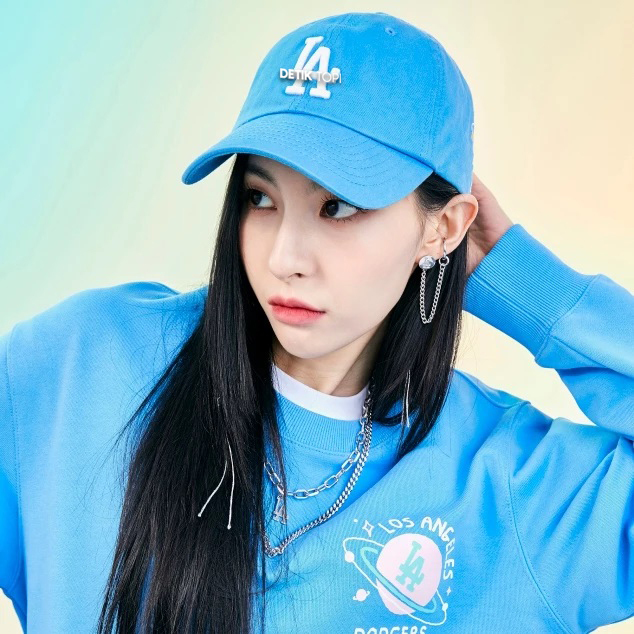 Topi MLB Major League Baseball Korea LA Los Angeles Dodgers Unstructured Bordir Blue White Biru Puti