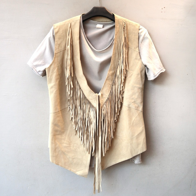 Rompi kulit asli rumbai vest kulit unik klasik indian coboy Pl Bekas Preloved Second