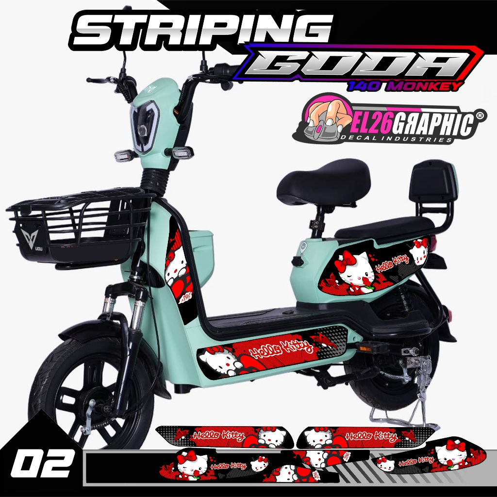 02 STRIPING STICKER SEPEDA LISTRIK GODA - STRIPING STIKER SEPEDA LISTRIK GODA VARIASI HELLO KITTY