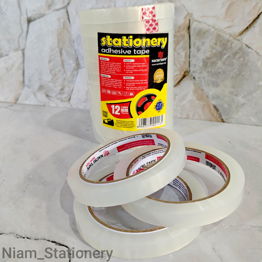 

SATUAN ( 1 ROLL ) Solatip Isolasi SHR Bening Nachi Ukuran 1/2 Inchi 12mm x 72yard