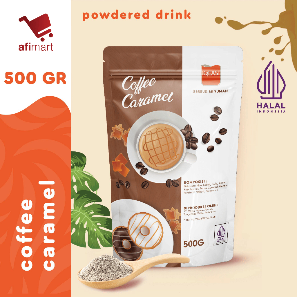 

Kreasi Bubuk Caramel Coffe Powder 500gr / Minuman bubuk Kopi Karamel